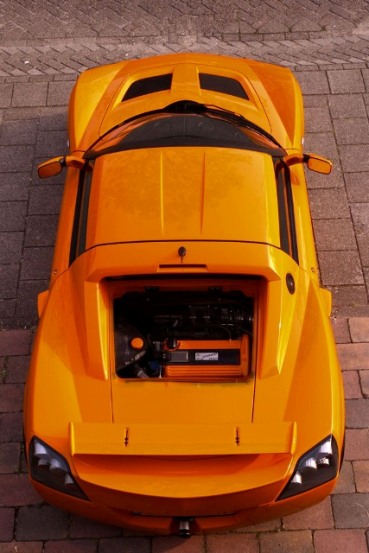 speedster chrome orange van bovenaf met motorruimte goed zichtbaar